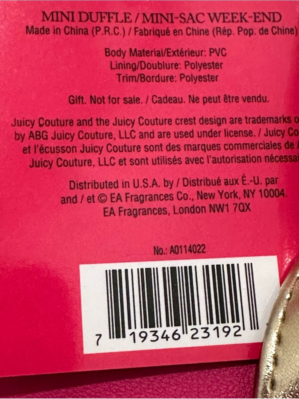 Juicy Couture Pink Duffle Bag with Gold Trim - Picture 3 of 10